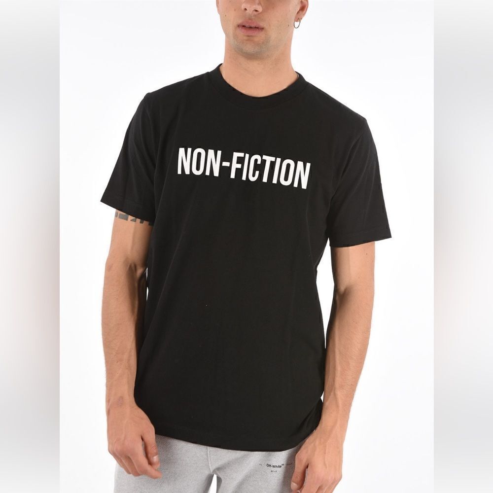 Off-White Black "NON-FICTION" Short Sleeve Tee